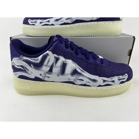 Nike Air Force 1 Purple Skeleton Mens Size 11 Sneakers Halloween 2022 CU8067-500 - Picture 6 of 11